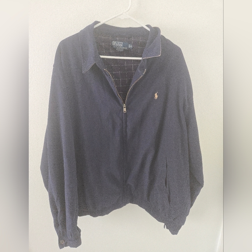 Vintage Ralph Lauren POLO Harrington Jacket Mens Size XXL Navy Blue Windbreaker
